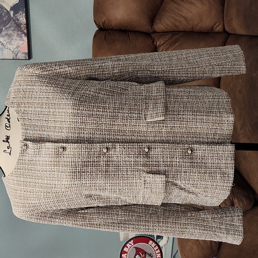 Merokeety Tweed Button-Up Jacket